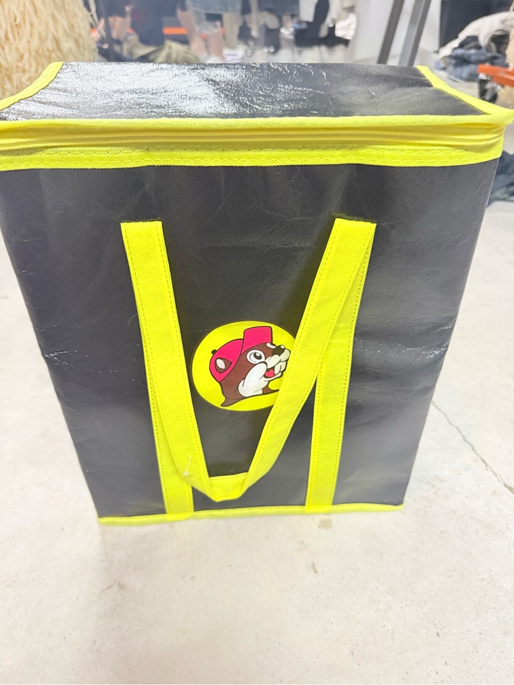 Buc-ee's Black & Yellow Cooler Tote with Buc-ee's Beaver Logo